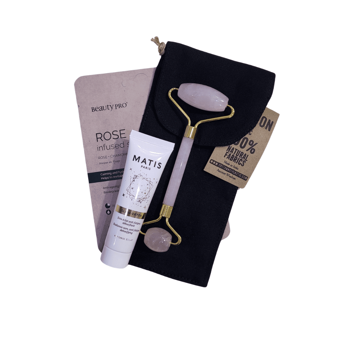 Gemstone Face Roller - Rose Quartz & Sheet Mask